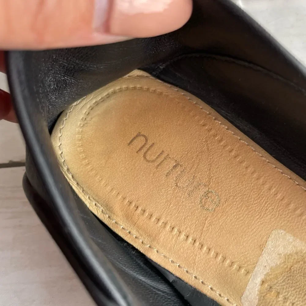 Nature Addington Snake Embossed Leather Flats Black 7.5